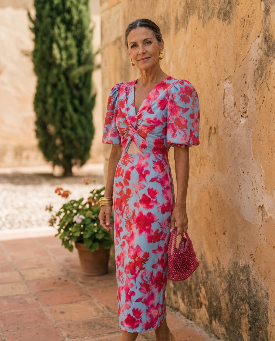 Aura | Vestito midi con maniche corte