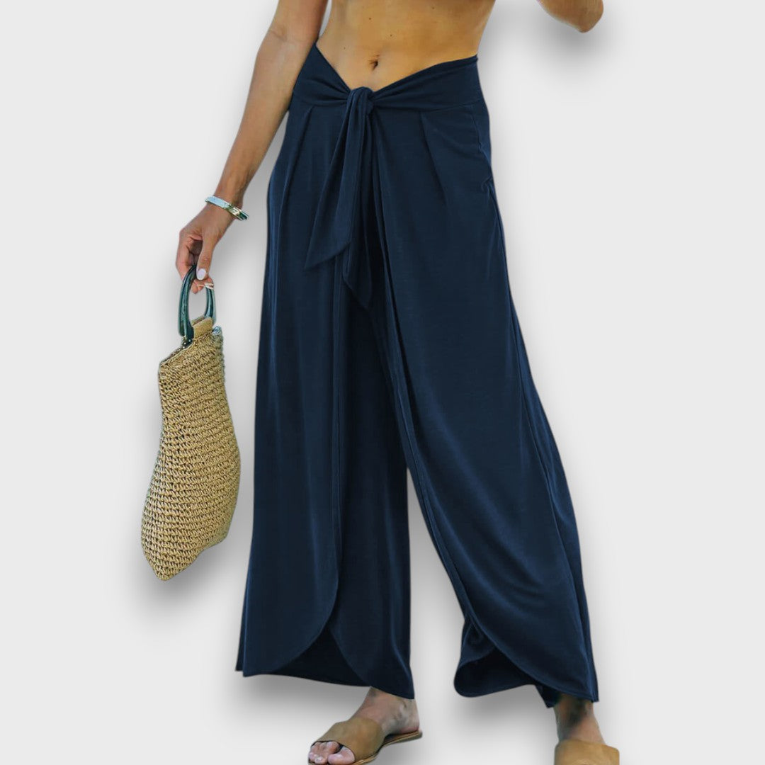 Narella – Pantaloni estivi con effetto incrociato e vita da annodare