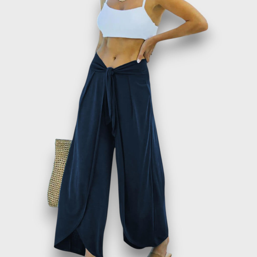 Narella – Pantaloni estivi con effetto incrociato e vita da annodare