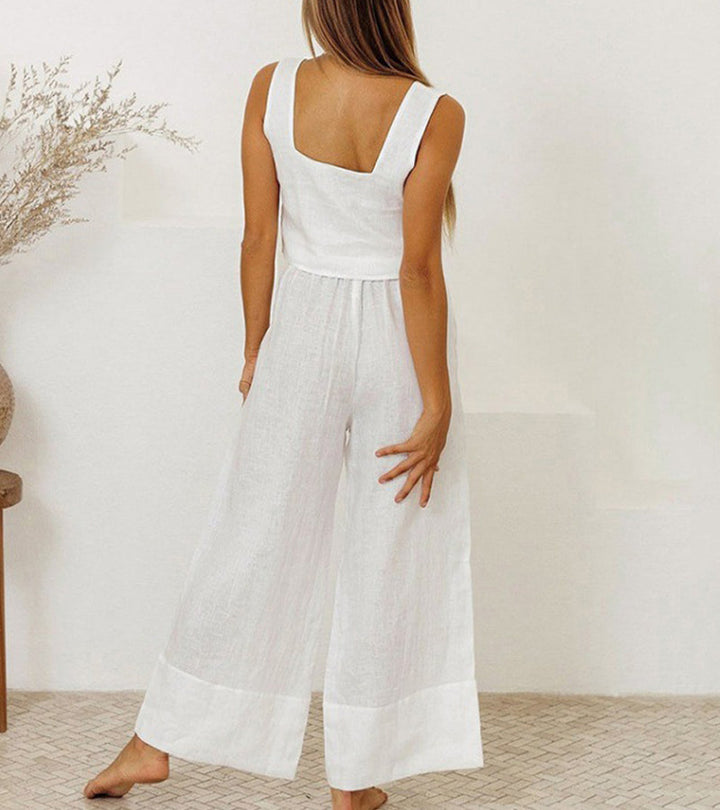 Milena - Completo di due pezzi con top minimalista e pantaloni a gamba larga