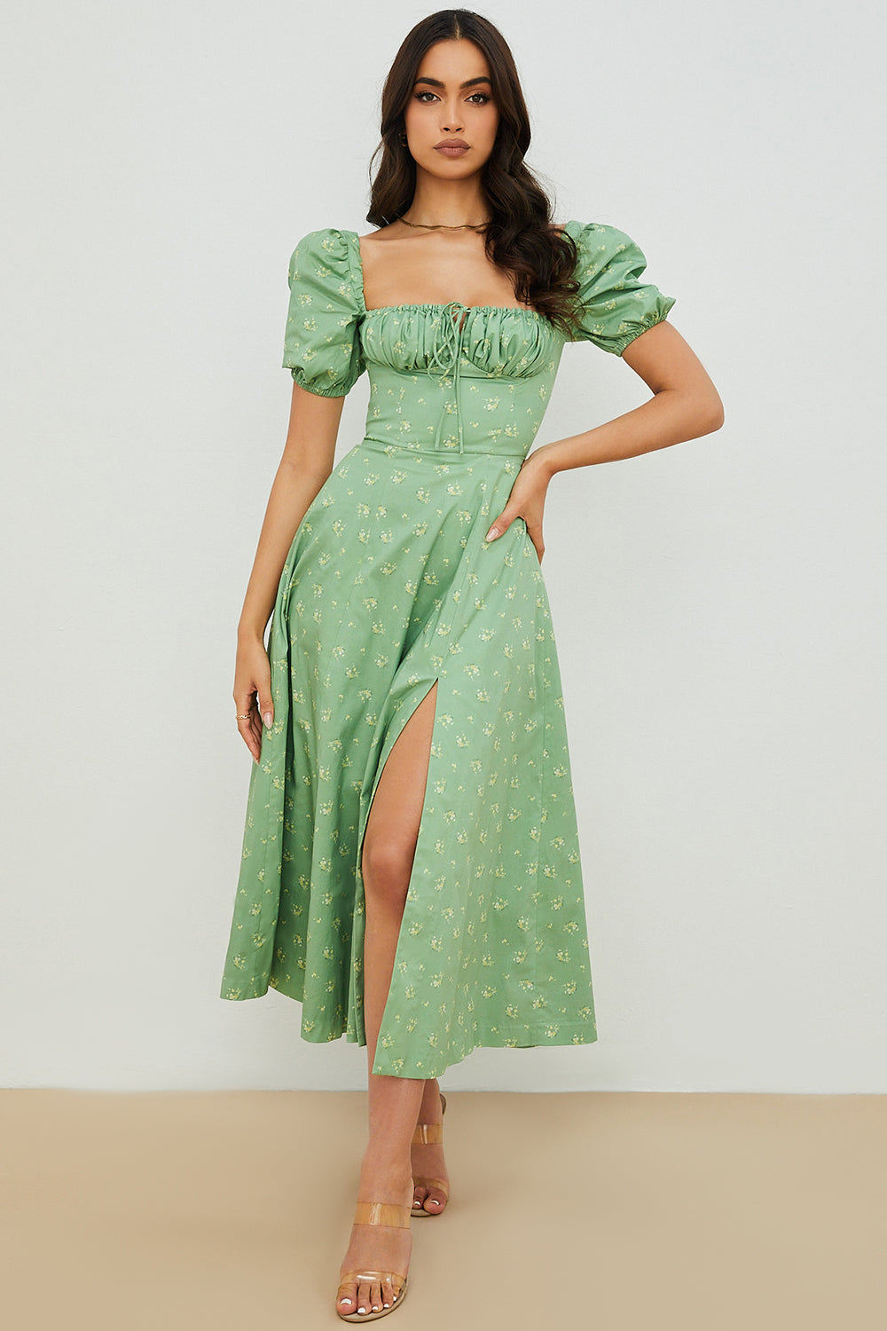 Arianna – Vestito boho con maniche a sbuffo