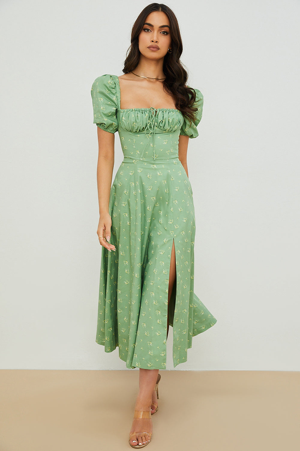 Arianna – Vestito boho con maniche a sbuffo