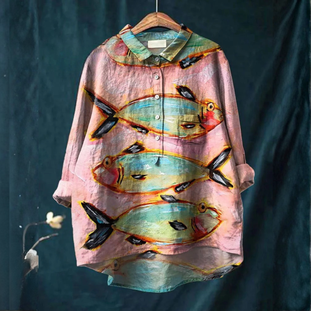 Emanuela – Camicia di lino con stampa