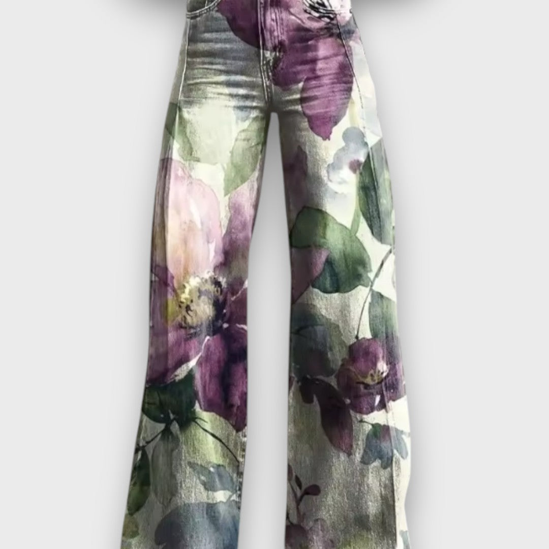 Maribel – Jeans a gamba larga con stampa floreale