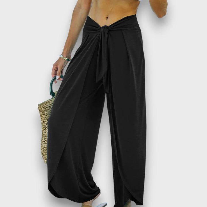 Narella – Pantaloni estivi con effetto incrociato e vita da annodare