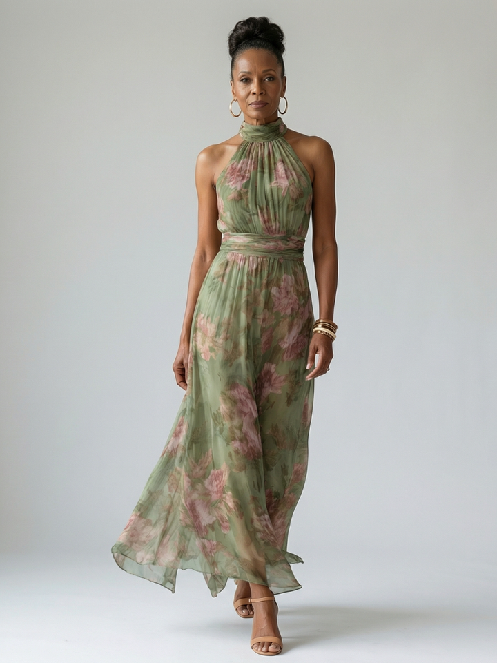 Naomi | Abito lungo con collo halter