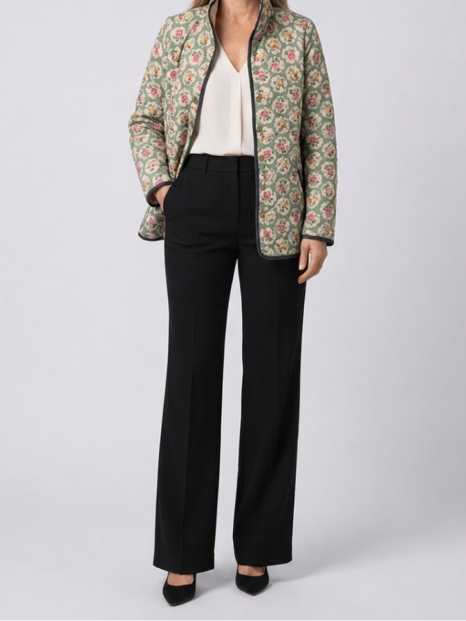 Aveline | Giacca Trapuntata con Stampa Floreale Vintage