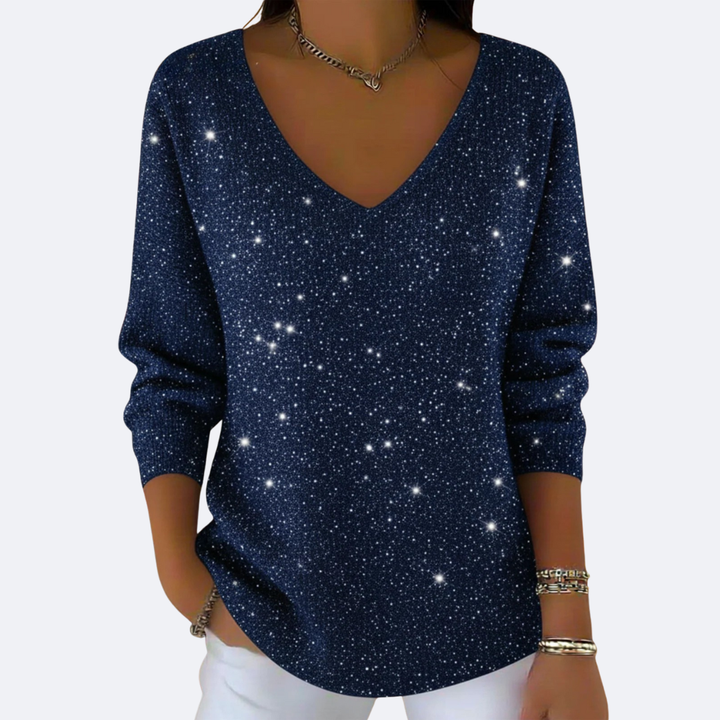 GIULIA - Elegante Maglione con Collo a V e Glitter