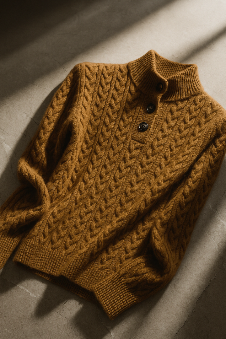 Carla | Maglione a Maglia Intrecciata con Bottoni
