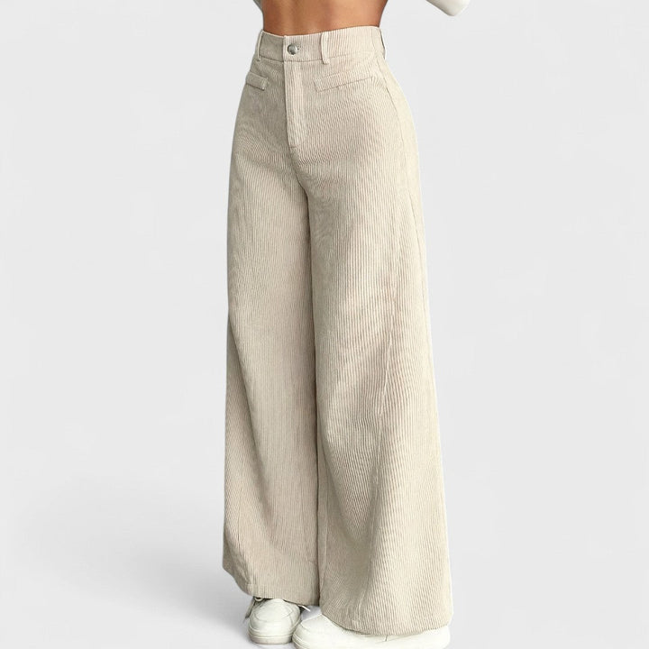Rida - Pantaloni da Donna a Vita Alta con Gamba Larga