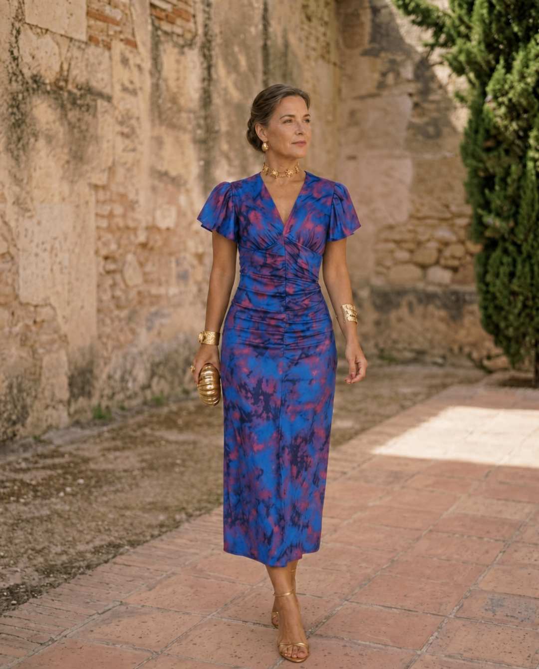 Aura | Vestito midi con maniche corte