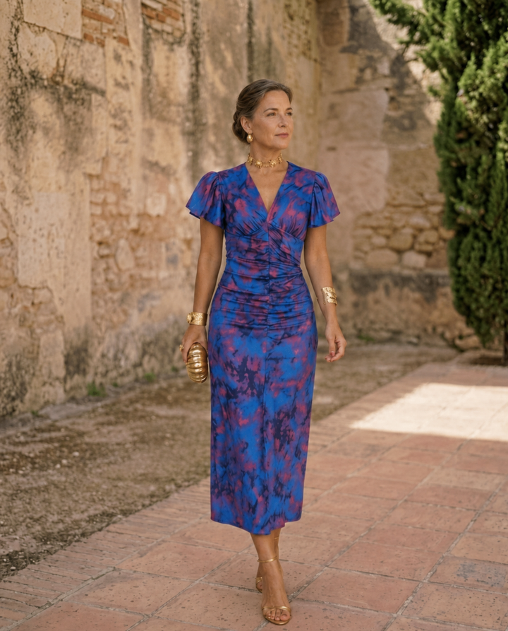 Aura | Vestito midi con maniche corte