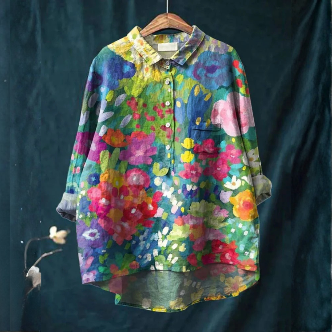 Renata – Camicia di lino con design