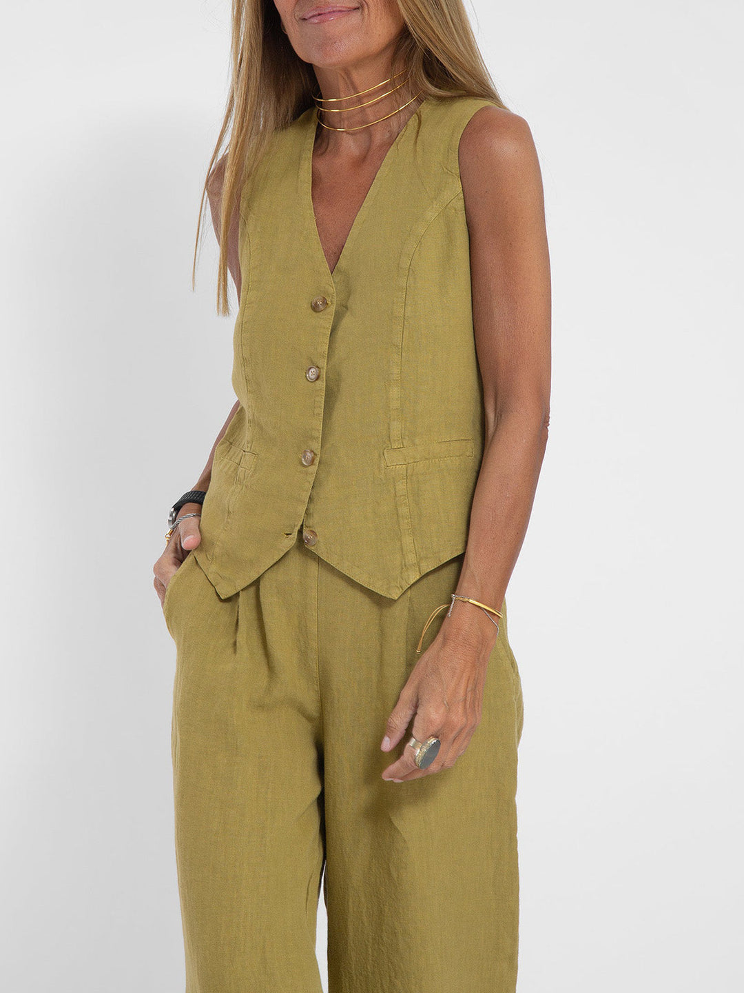 Aira - Completo di due pezzi con gilet e pantaloni a gamba larga
