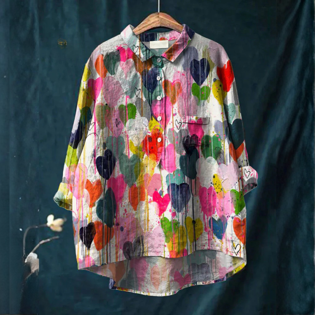 Carlotta – Camicia di lino con stampa