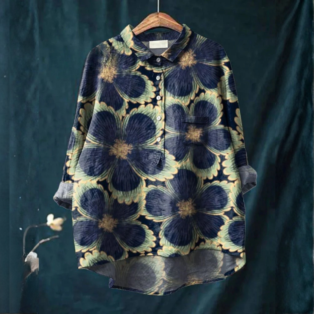 Chiara – Camicia di lino con stampa