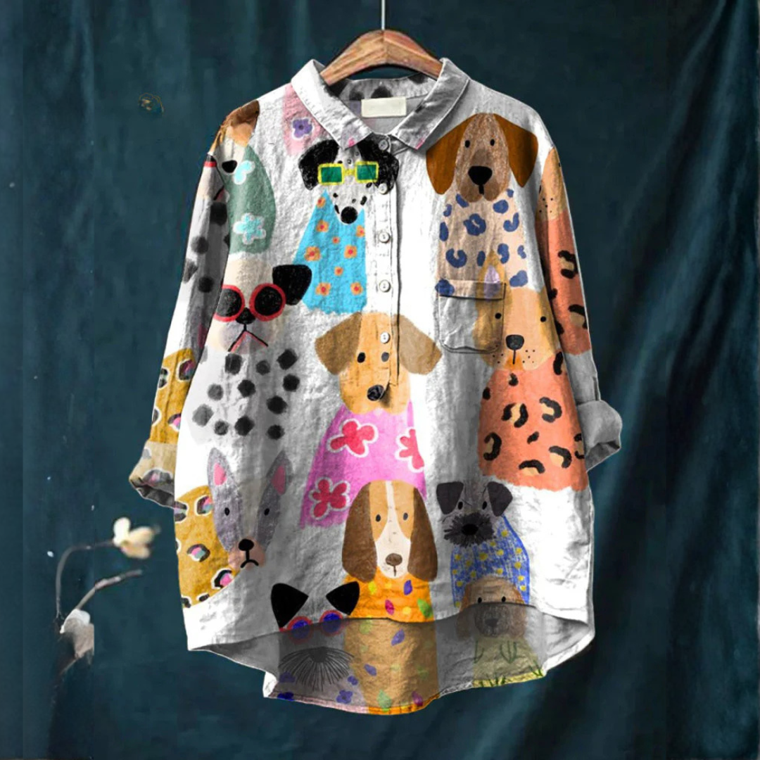 Teresa – Camicia di lino con stampa
