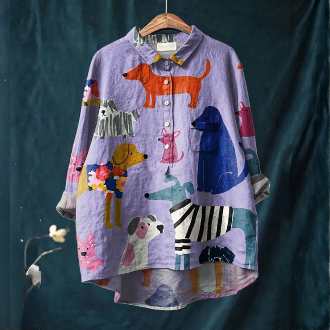 Ginevra – Camicia di lino con stampa
