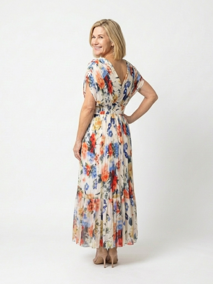 Selena | Vestito midi floreale a manica corta
