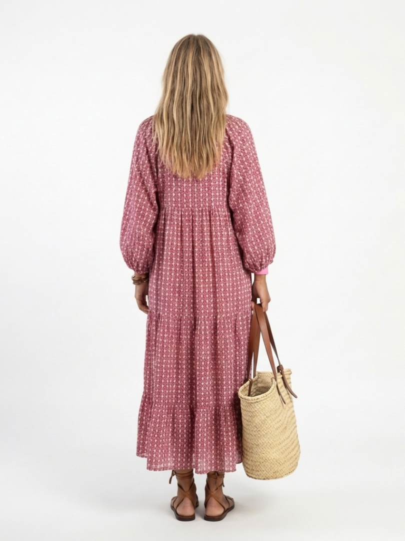 Francesca | Vestito midi a maniche lunghe con stampa geometrica