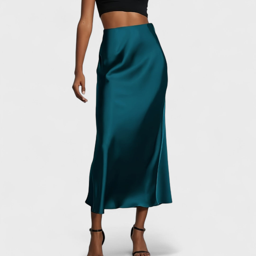 Sasha - Gonna Midi in Raso a Vita Alta per Donna