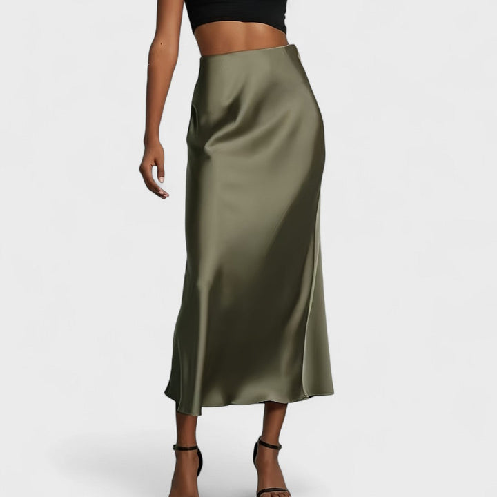 Sasha - Gonna Midi in Raso a Vita Alta per Donna