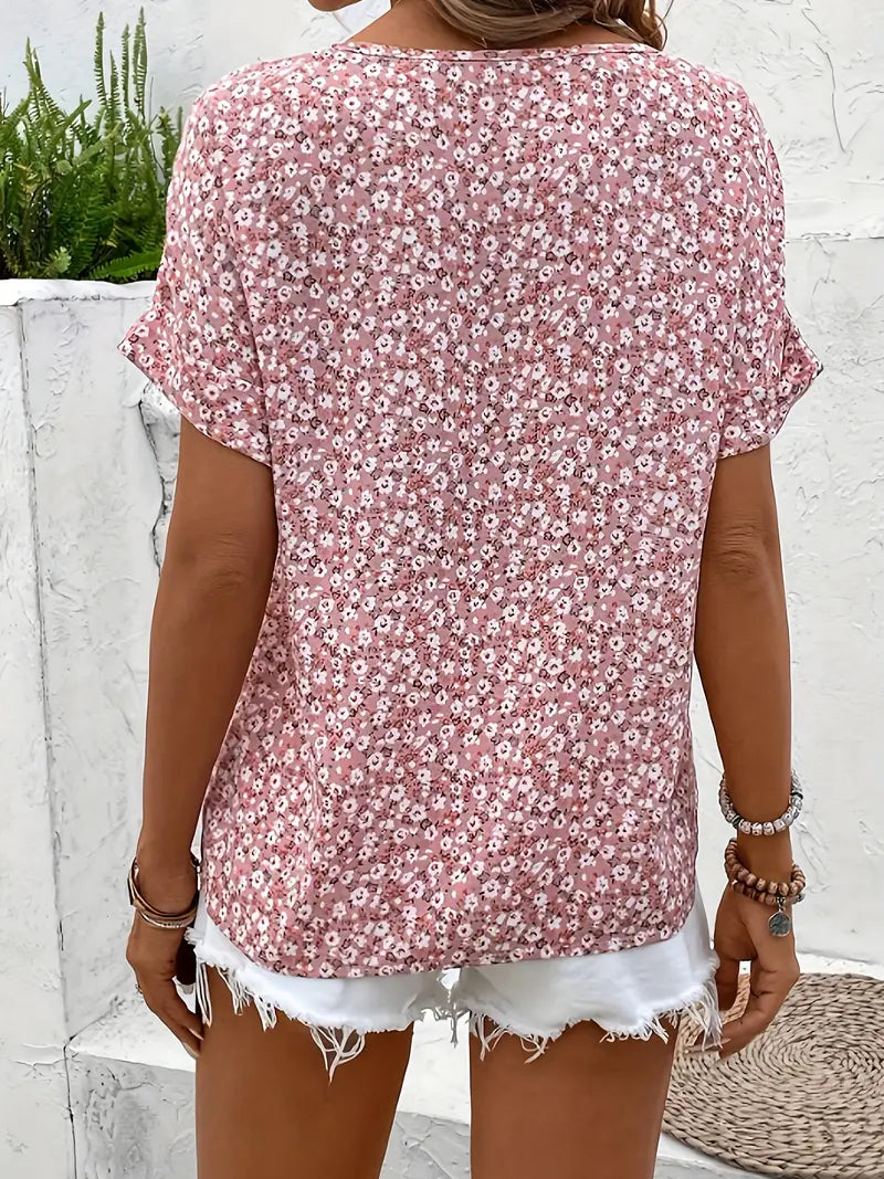 Selestia - Blusa floreale con bottoni