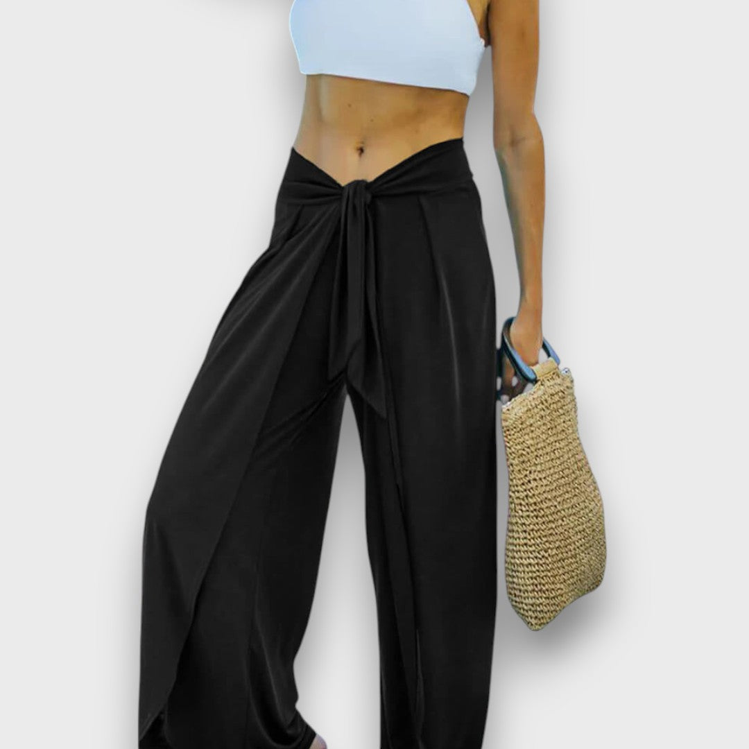 Narella – Pantaloni estivi con effetto incrociato e vita da annodare