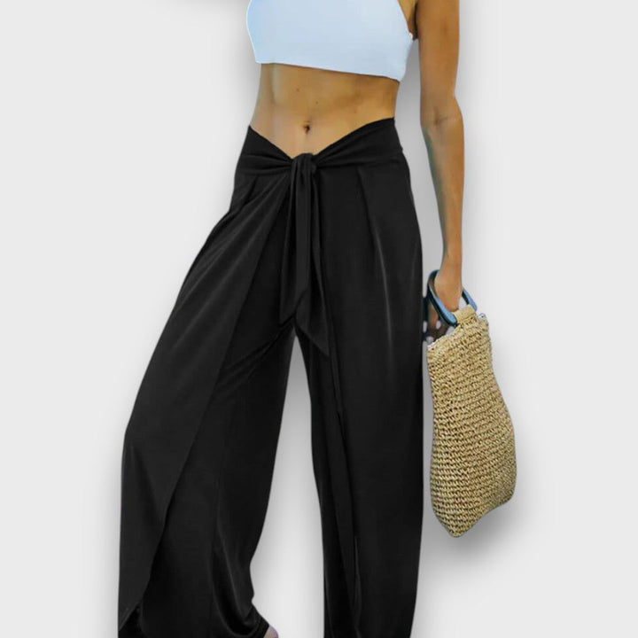 Narella – Pantaloni estivi con effetto incrociato e vita da annodare