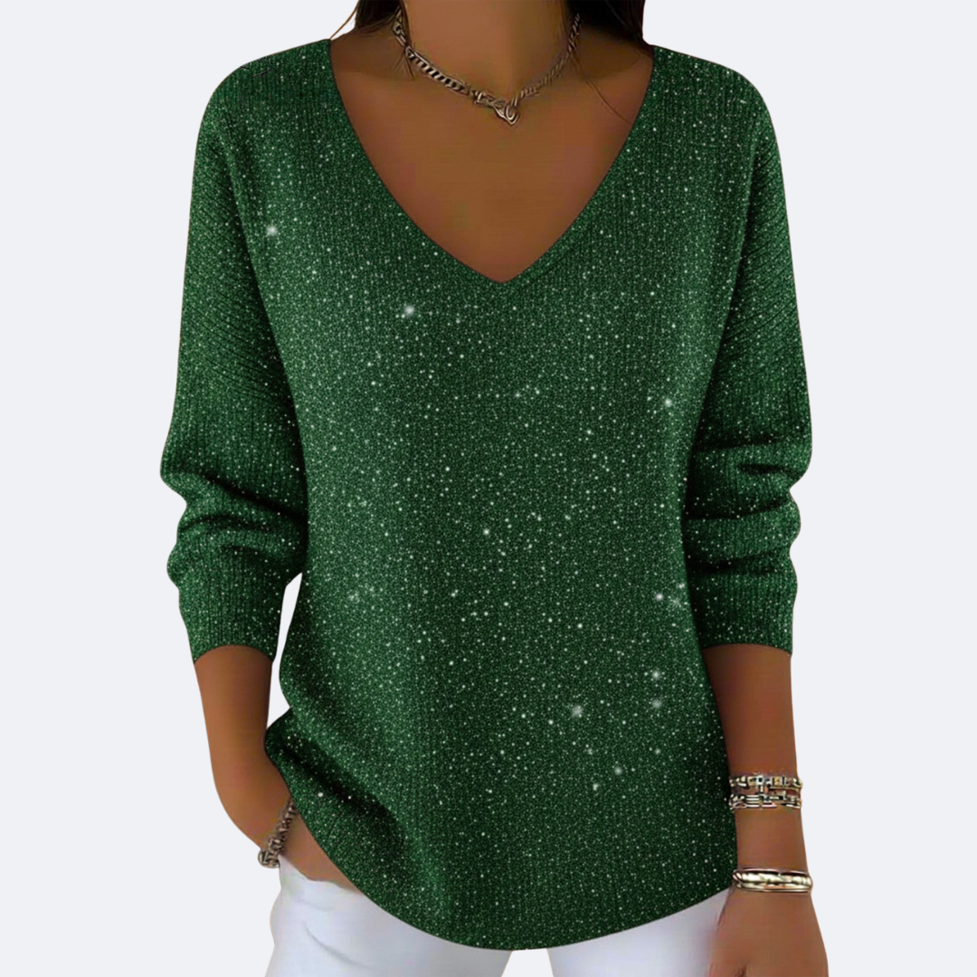 GIULIA - Elegante Maglione con Collo a V e Glitter