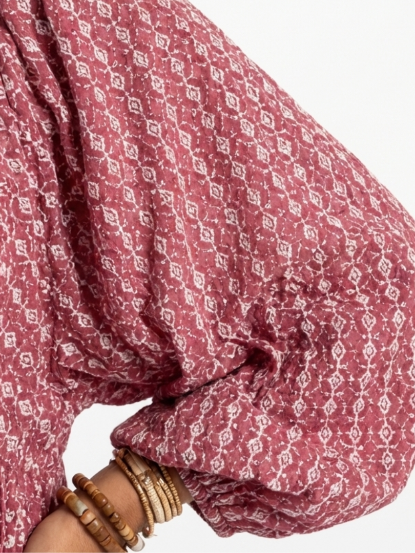 Francesca | Vestito midi a maniche lunghe con stampa geometrica