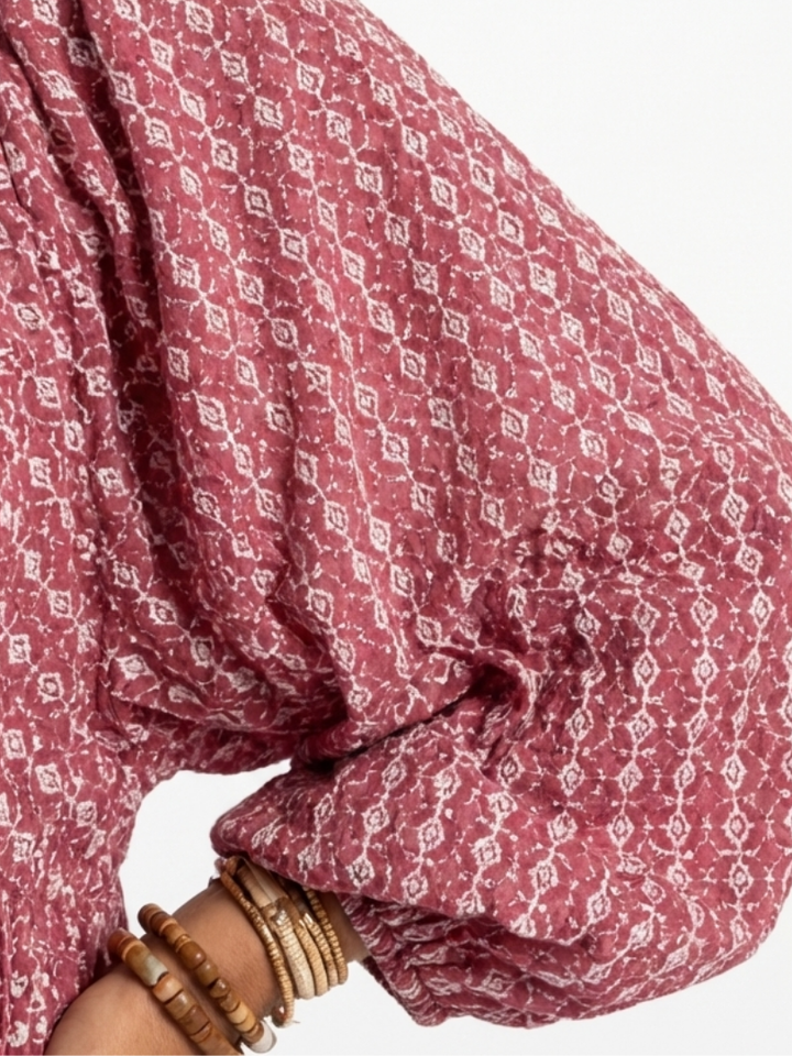 Francesca | Vestito midi a maniche lunghe con stampa geometrica