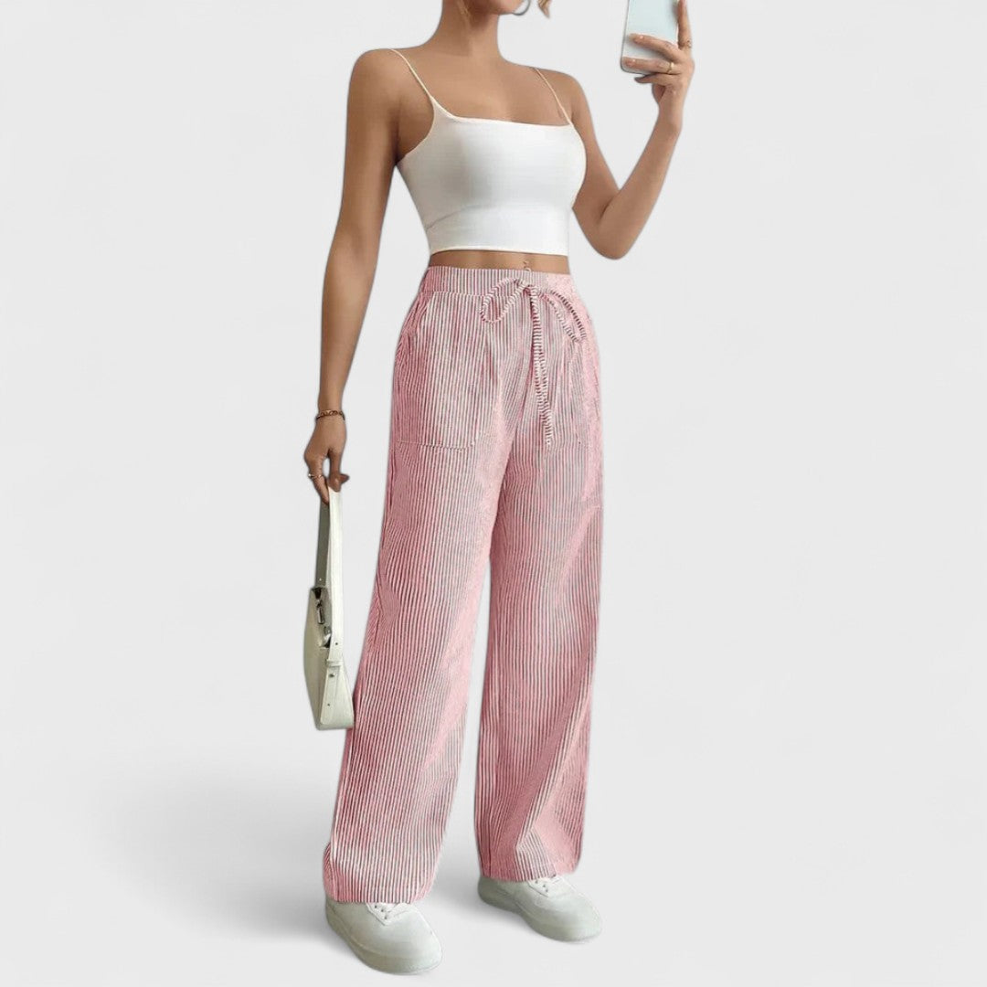 Dominique - Pantaloni larghi e comodi con dettagli eleganti