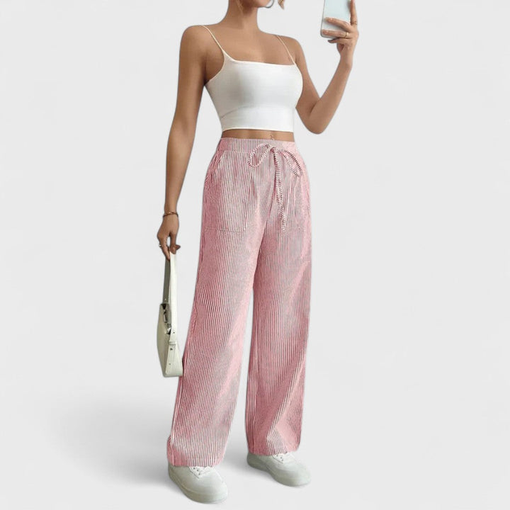 Dominique - Pantaloni larghi e comodi con dettagli eleganti
