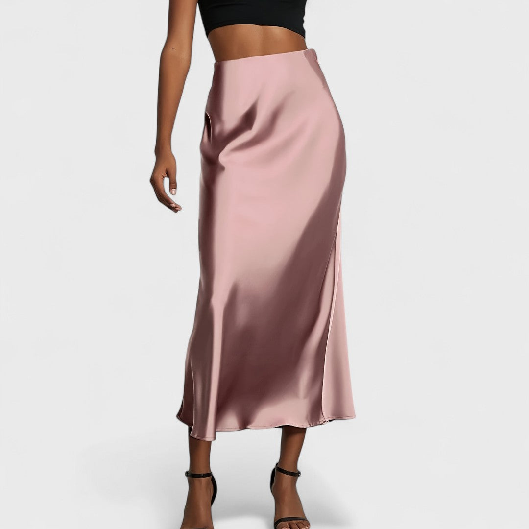 Sasha - Gonna Midi in Raso a Vita Alta per Donna