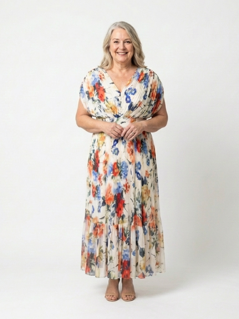 Selena | Vestito midi floreale a manica corta