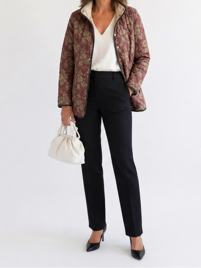 Corinne | Giacca con Stampa Floreale Retro