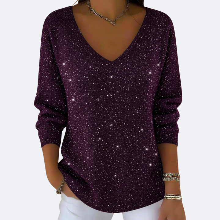 GIULIA - Elegante Maglione con Collo a V e Glitter