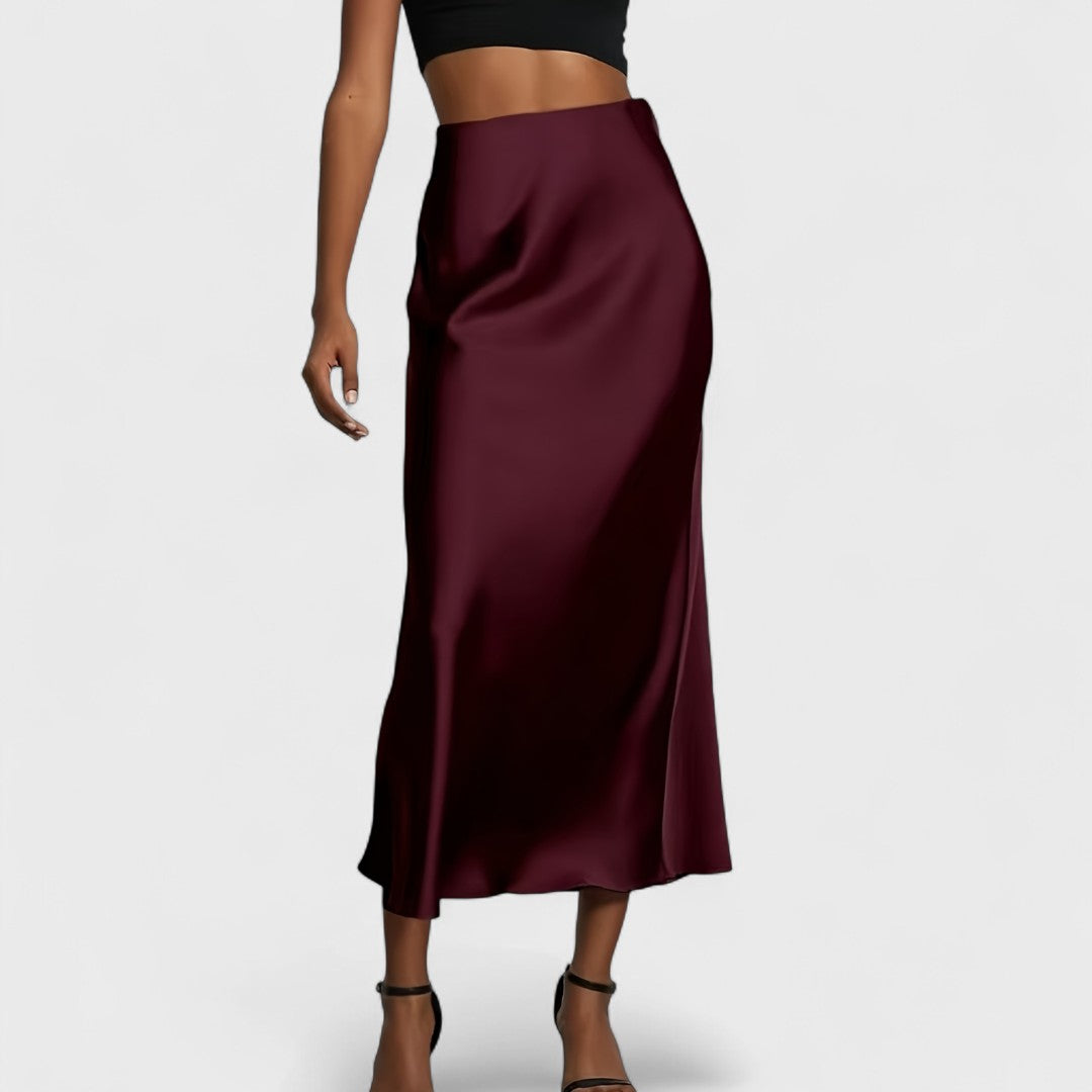 Sasha - Gonna Midi in Raso a Vita Alta per Donna