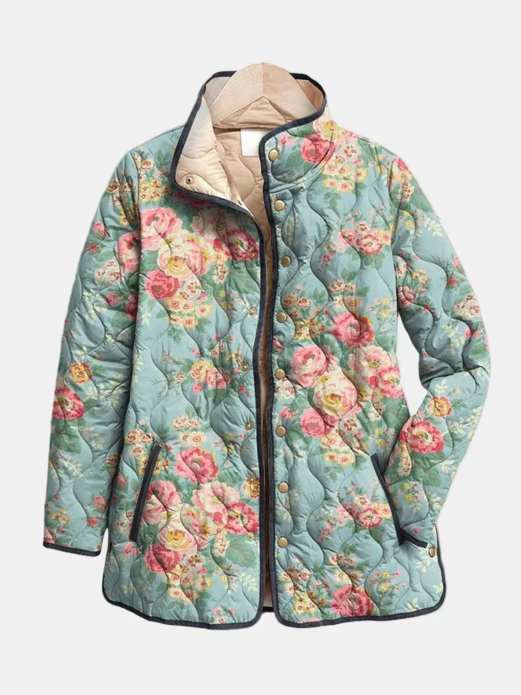 Elara | Giacca in Stile Trapuntato con Stampa Floreale