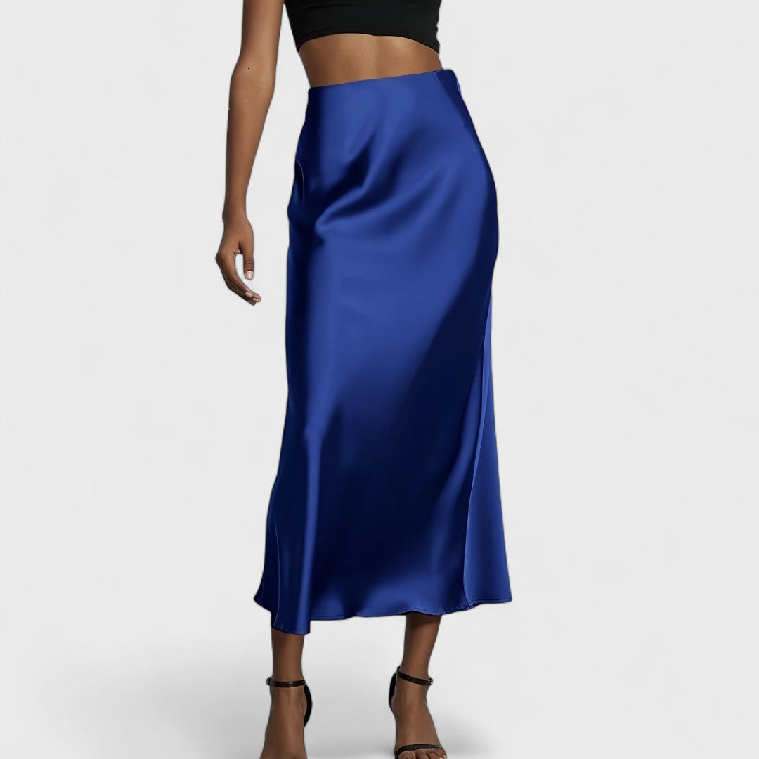 Sasha - Gonna Midi in Raso a Vita Alta per Donna