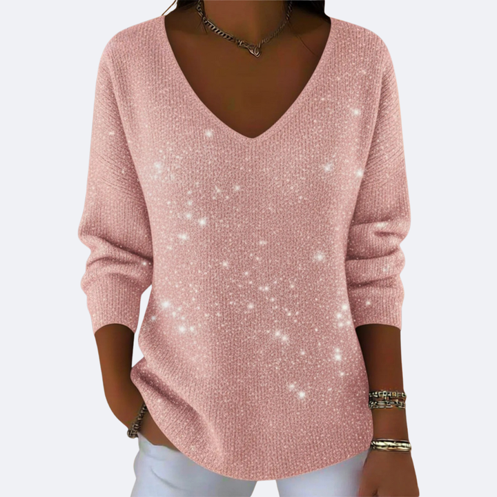 GIULIA - Elegante Maglione con Collo a V e Glitter