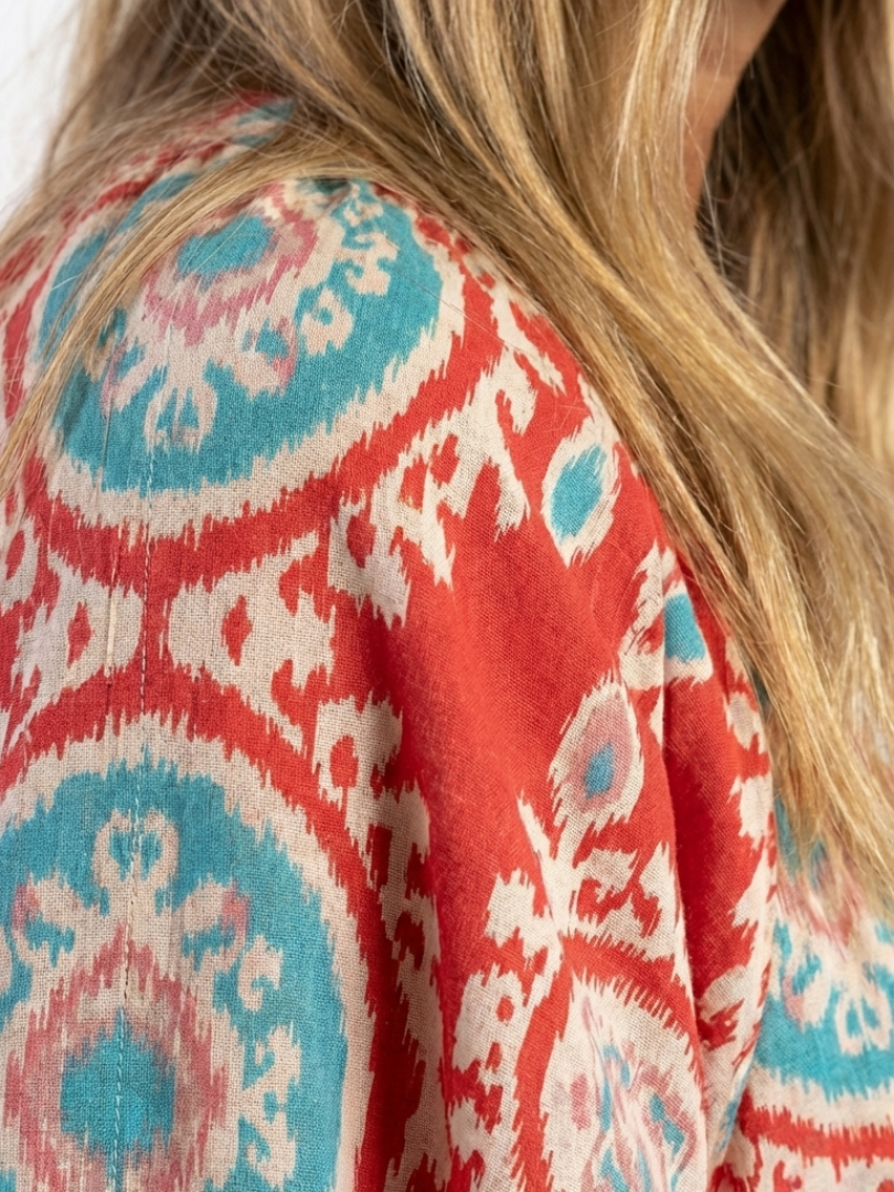 Zoe  | Vestito midi a manica corta con scollo a V e stampa Paisley