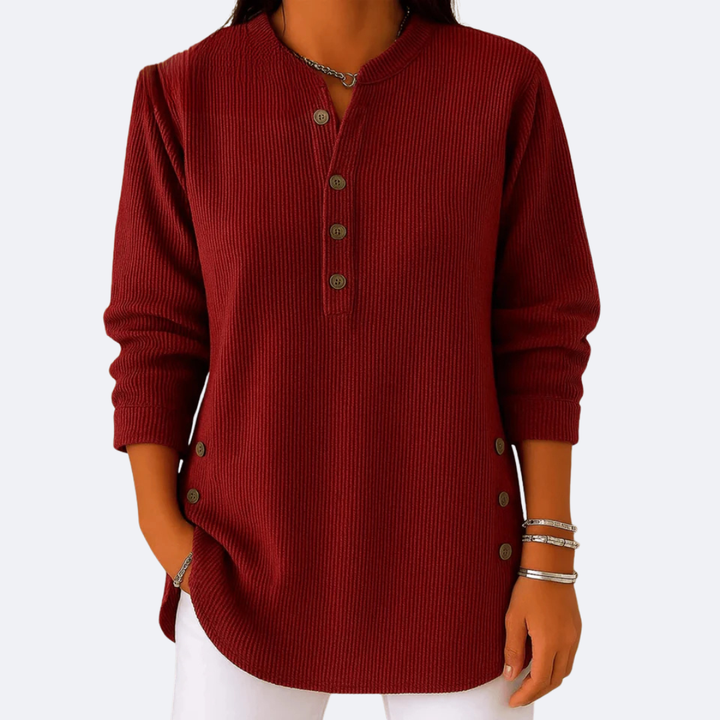 ELENA - Maglione Morbido a Costine con Bottoni Laterali