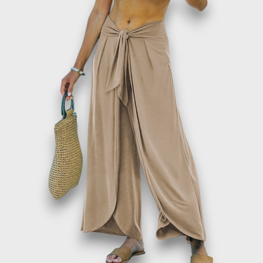 Narella – Pantaloni estivi con effetto incrociato e vita da annodare