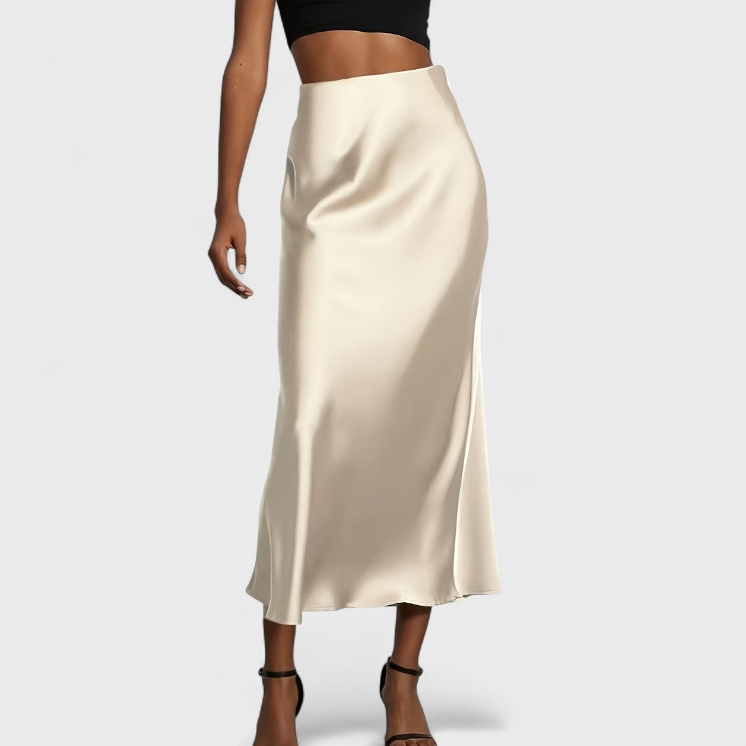 Sasha - Gonna Midi in Raso a Vita Alta per Donna