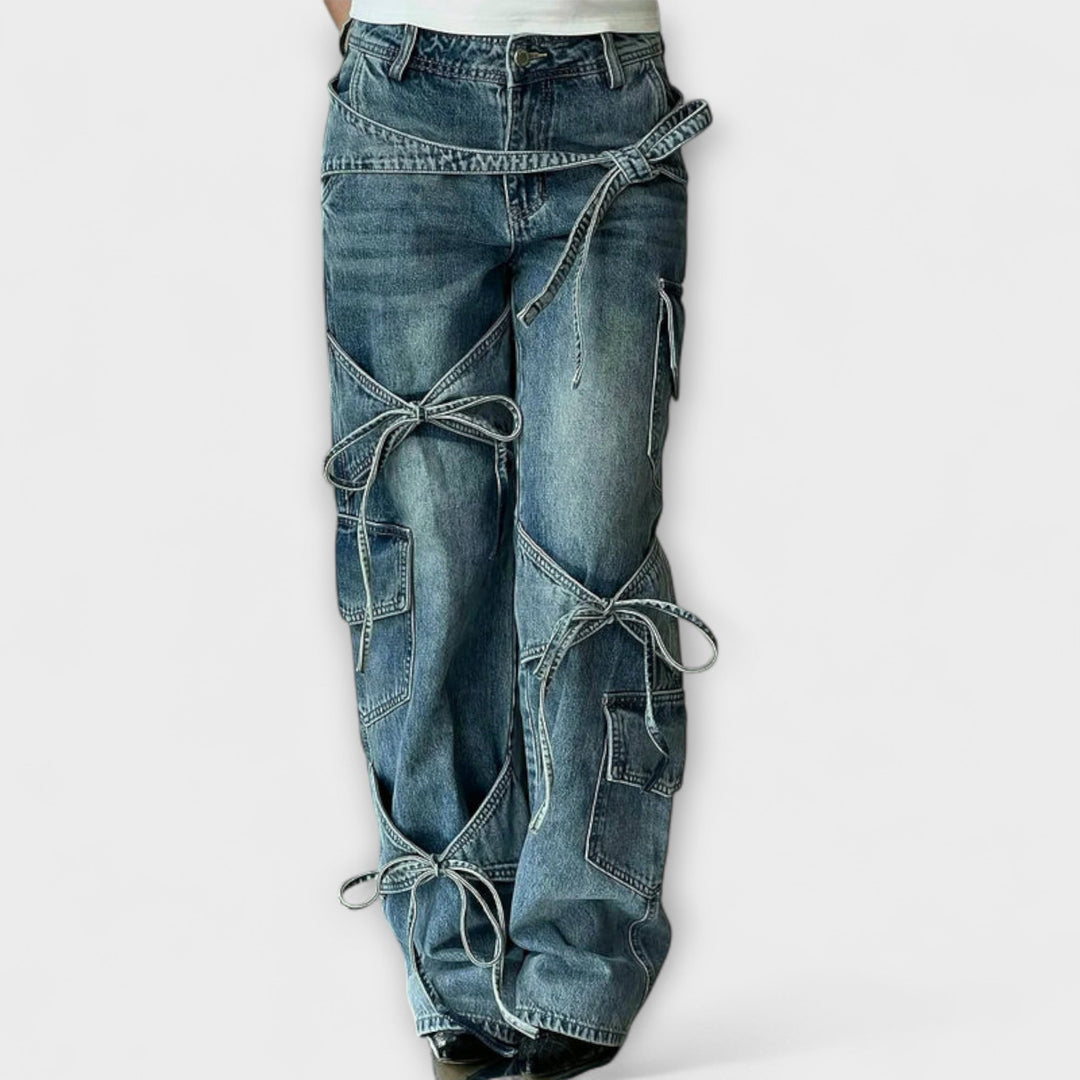 Paloma - Jeans in Denim Utility con Dettaglio di Nodo
