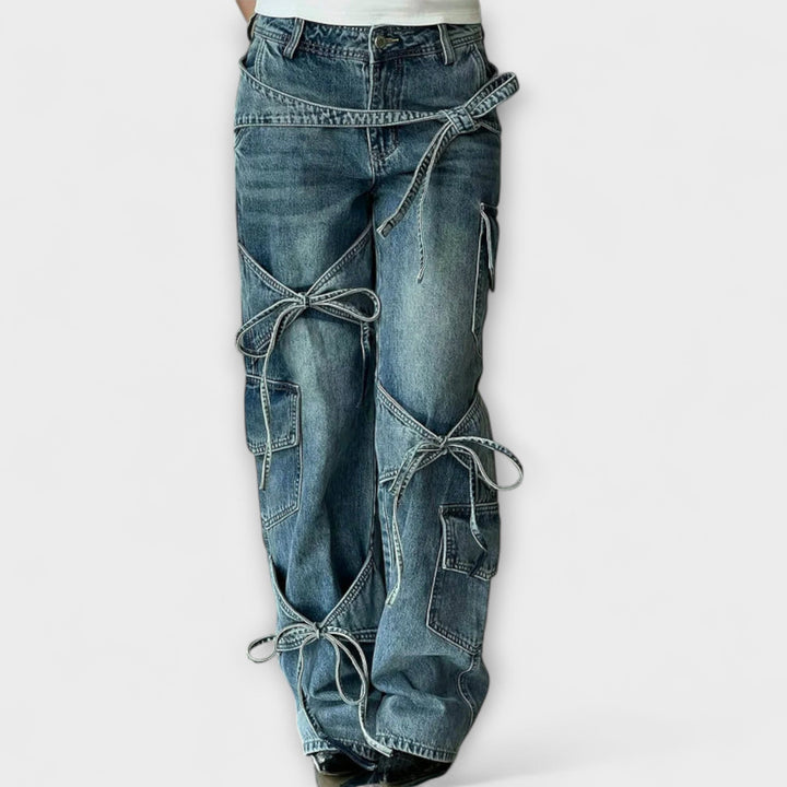 Paloma - Jeans in Denim Utility con Dettaglio di Nodo