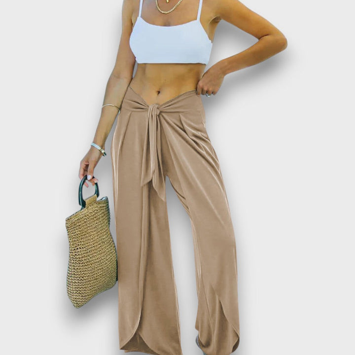 Narella – Pantaloni estivi con effetto incrociato e vita da annodare