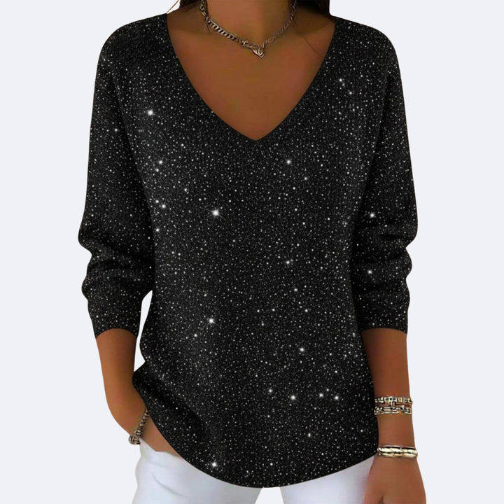 GIULIA - Elegante Maglione con Collo a V e Glitter